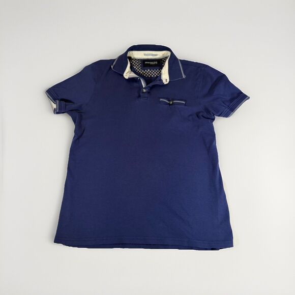 JACHS New York Men’s Small Navy Blue Short Sleeve Cotton Polo Shirt - Picture 2 of 11